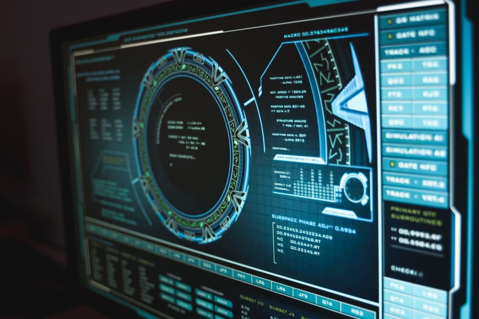 Monitor showing a security and systems operations interface